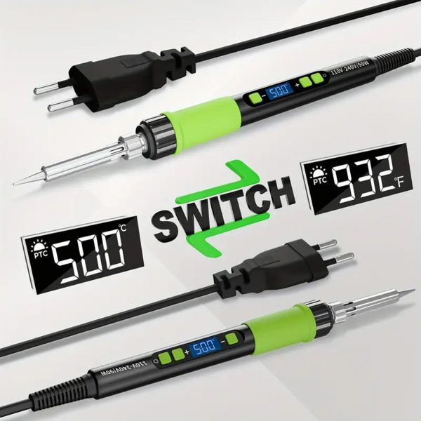 YEEHONEC 90W Soldering Iron Kit - LCD Display, Adjustable Temp 180-500°C | 5 Tips